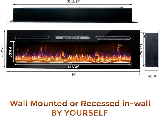 Electric Fireplace Recessed & Wall Mounted